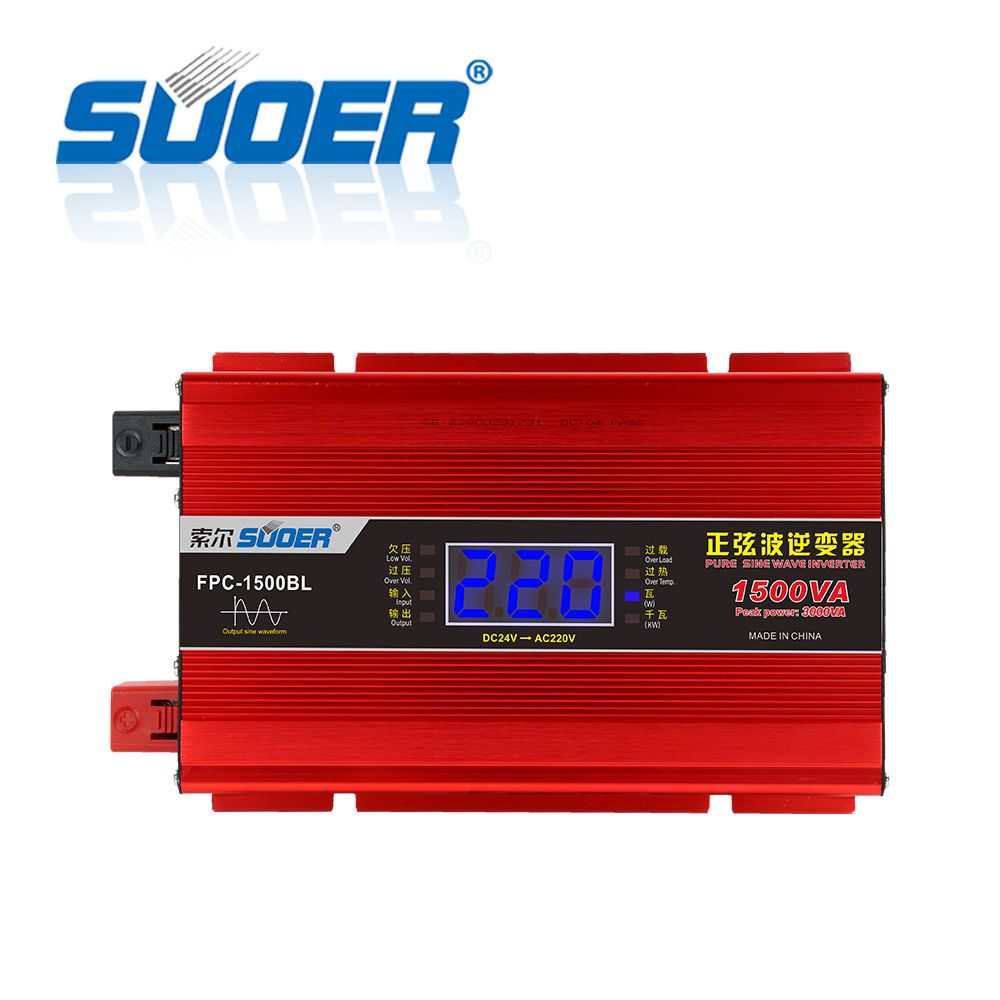Suoer 1500W 1.5KW power inverter Factory Directly Sell 50HZ 24V DC pure sine wave off grid solar inverter